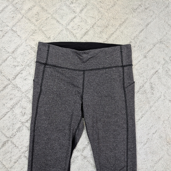 Lululemon Leggings Womens 8 Gray Heathered Pace Rival Crop Run Train 23” - Picture 2 of 11
